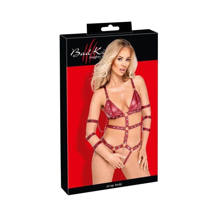 Bad Kitty Body ouvert im Bondage-Style – Rot – Größe – L