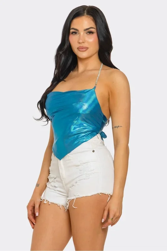 Bear Dance-Halter Mettalic Top*