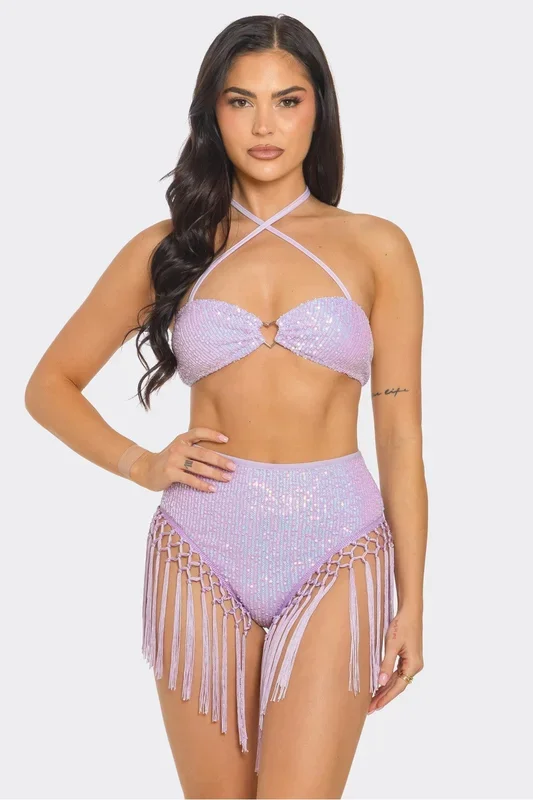 Bear Dance-Halter Top Bikini I Bottom Over Skirt Set*