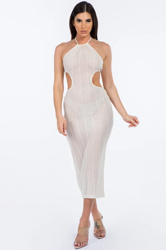 Bear Dance Sheer Maxi Dress-Cutout*