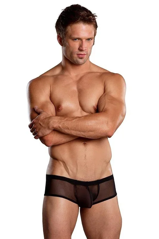 Black Mesh Micro Mini Pouch Short in XL