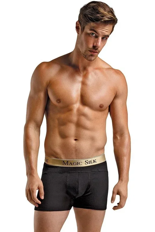 Black Rib Knit Panel Boxers in XL