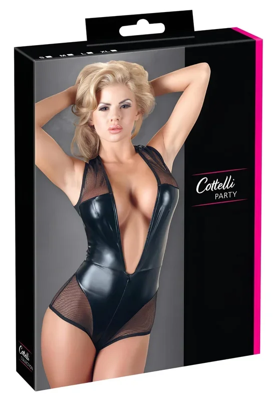 Cottelli – Glänzender Netz-Body (schwarz)