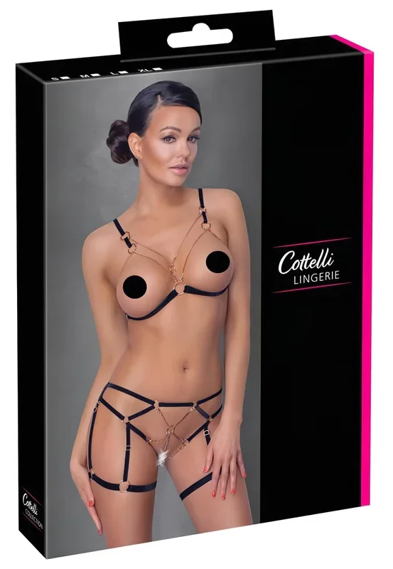 Cottelli – Kettenkette Zierkörperschmuck – 2-teilig (schwarz)