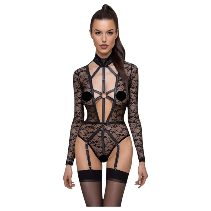 Cottelli – transparenter Riemenbody (schwarz) – L