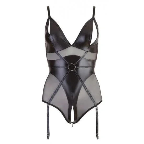 Cottelli Bondage – Strappy Open-Body mit Ketten (Schwarz) – L