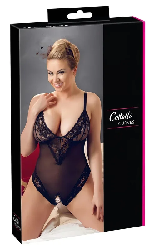 Cottelli Plus Size – Spitzenbody (schwarz) – XXXL