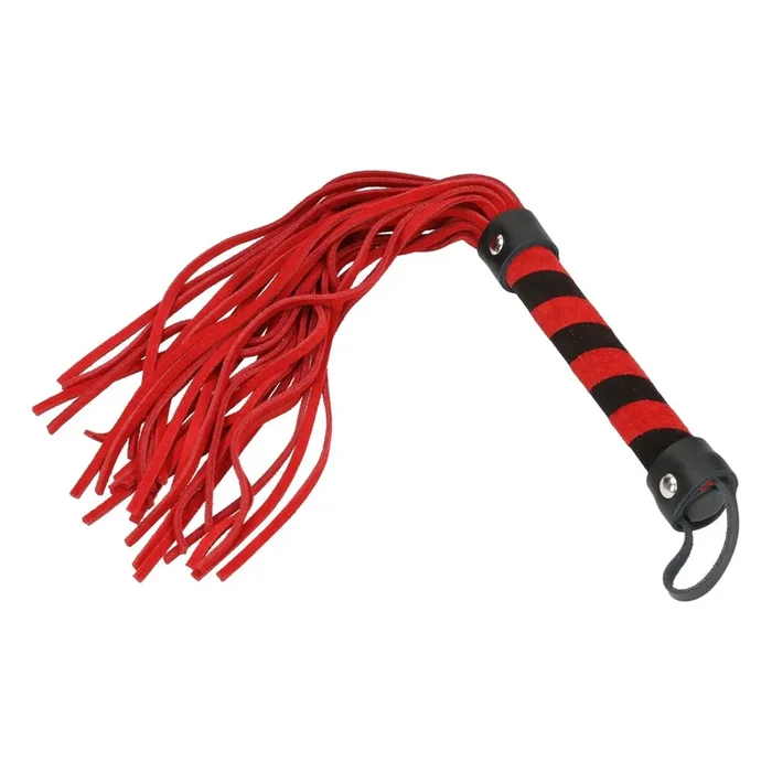 elegante Riemenpeitsche aus Leder – rot/schwarz