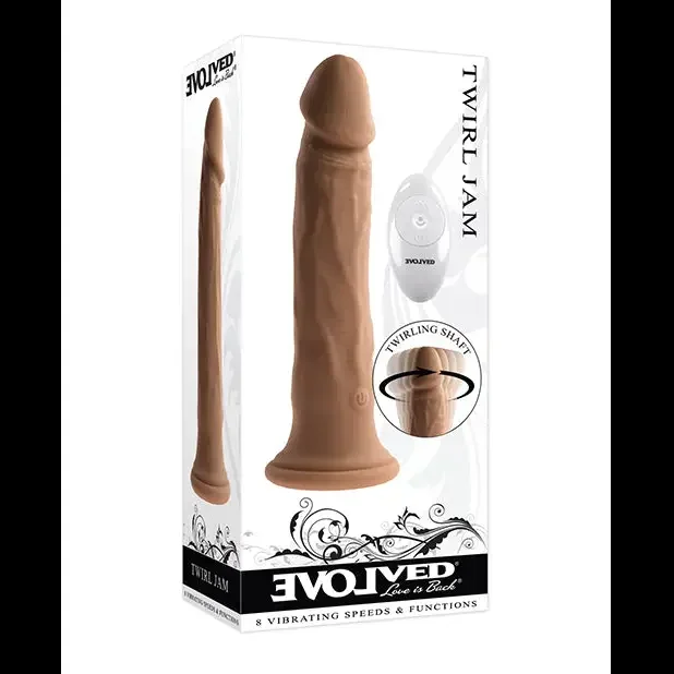 Evolved ‚Twirl Jam‘ Rechargeable Remote-Controlled Vibrating Twirling 9 in. Silicone Vibrator