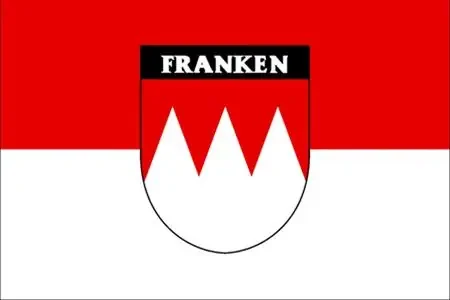 Fähnchen mit Holzstab ‘Franken mit Wappen + Schriftzug‘