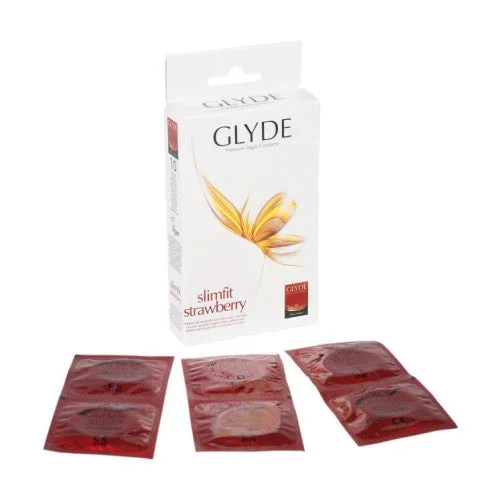 Glyde Flavored 10 Condoms Strawberry – 53mm