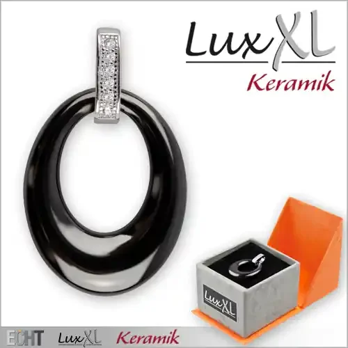 Keramikanhänger oval schwarz mit Zirkonia