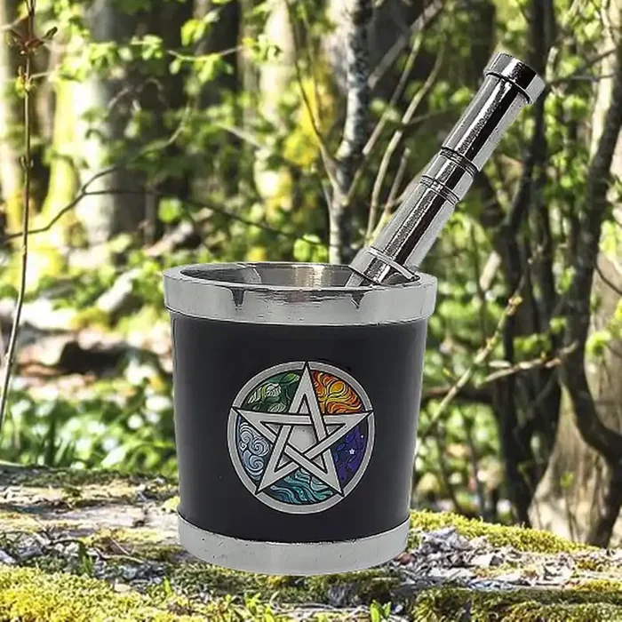 Mörser aus Aluminium mit Elemente Pentagramm