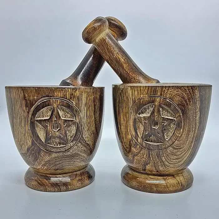 Mörser aus Holz 2-er Pack