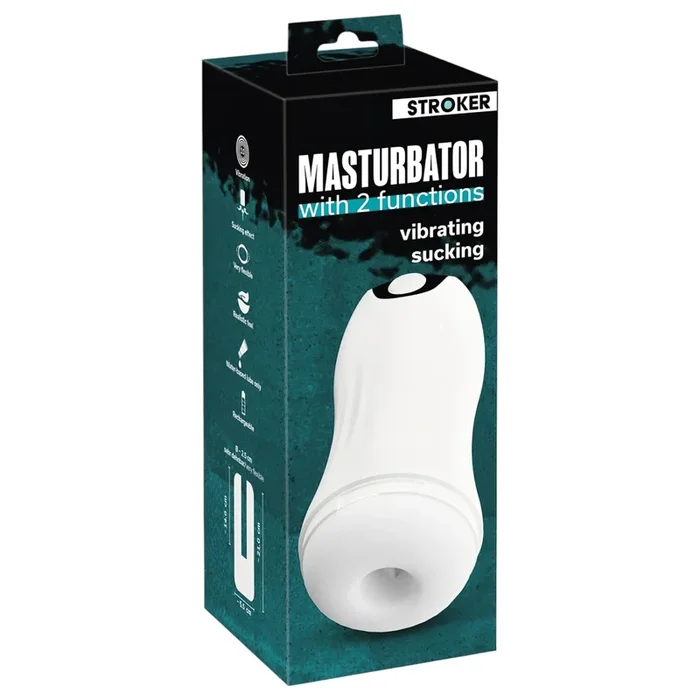 STROKER – wiederaufladbarer, saugend-vibrierender Masturbator (weiß)
